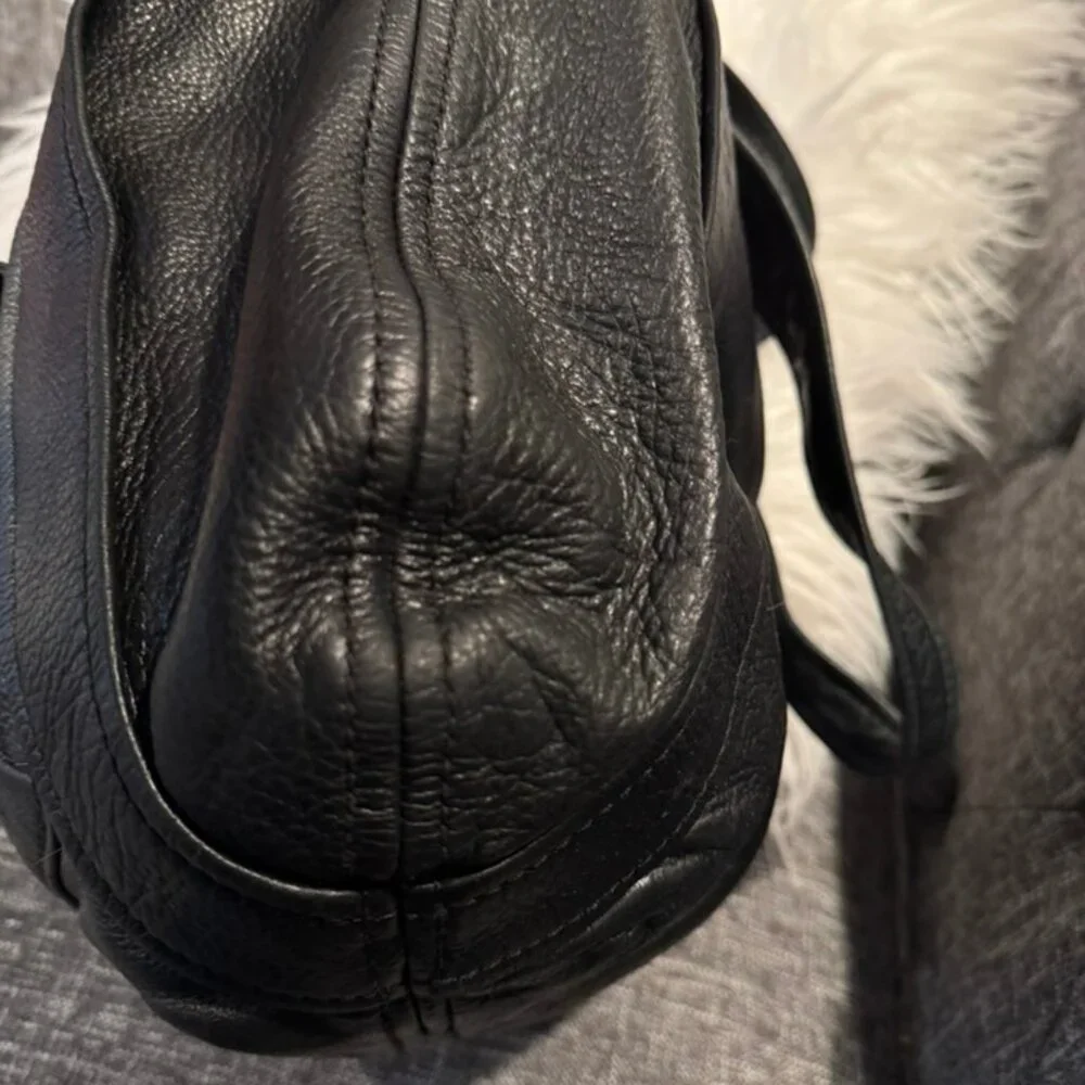 Michael Kors Black Leather Shoulder Bag Slouchy Hobo Gold Hardware Handbag
